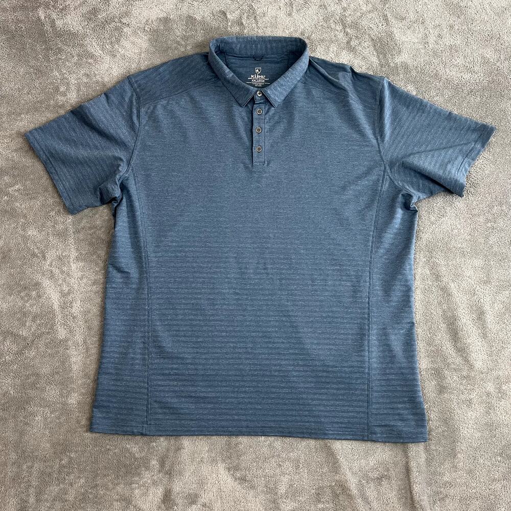 Kuhl Airkuhl Performance Polo‎ Shirt Mens XXL Blue Lightweight Outdoor Hiking